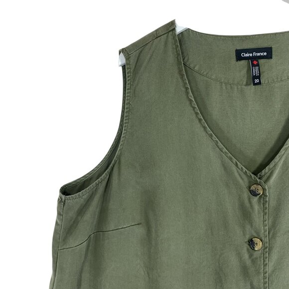 plus size sleeveless Button tank top tunic style  green size 20 Claire France - Picture 6 of 15
